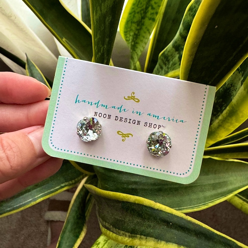 Noon Design Shop Handmade Stud Earrings - Light Blue/Silver